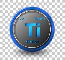 Titanium chemical element. Chemical symbol with atomic number and atomic mass. vector