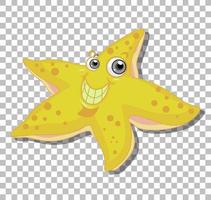 sonriente personaje de dibujos animados de estrellas de mar aislado sobre fondo transparente vector