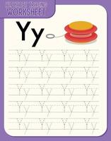 Alphabet tracing worksheet with letter Y and y vector