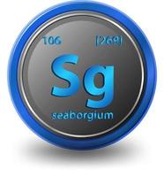 Seaborgium chemical element. Chemical symbol with atomic number and atomic mass. vector