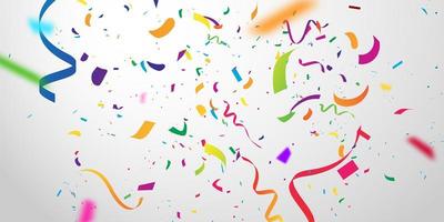 Confetti and colorful ribbons. Celebration background template vector