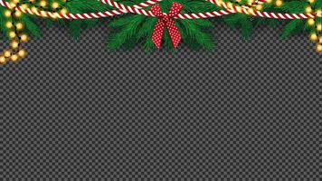 Guirnalda de árbol de navidad aislado con guirnalda de arco y bombilla vector