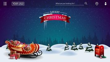 Merry Christmas, template for youre arts with cartoon night winter landscape with Santa Claus letterbox and Santa sleigh vector