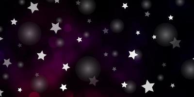 Dark Pink, Red vector layout with circles, stars.