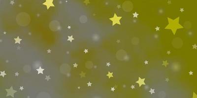 Light Green, Yellow vector layout with circles, stars.