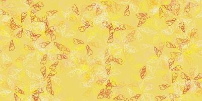 Light red, yellow vector abstract backdrop with leaves.