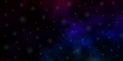 Fondo de vector multicolor oscuro con estrellas de colores.