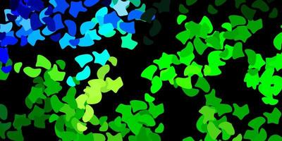 Dark blue, green vector pattern with abstract shapes.