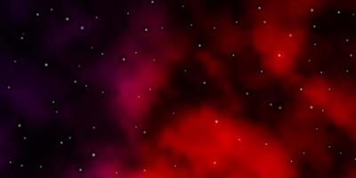 Dark Red vector background with small and big stars.