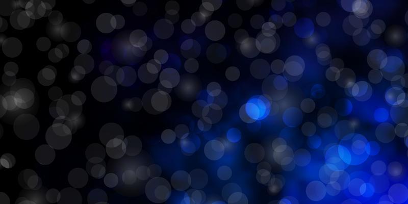 Dark BLUE vector background with circles.