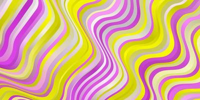 Light Pink, Yellow vector pattern with curves.