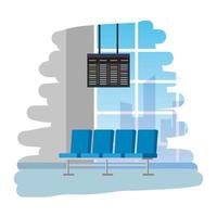 airport waiting room place with chairs and monitor vector