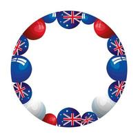 frame circular with balloons helium with flag australia vector