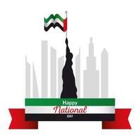 estatua del día nacional de los emiratos árabes unidos con diseño de vector de bandera