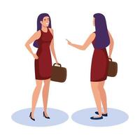 business woman from front and back side isometric vector design