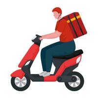 delivery worker in motorcycle character vector