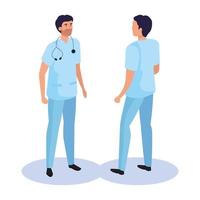 doctor man from front and back side isometric vector design