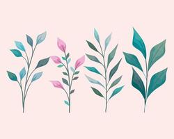 leaves painting set vector design