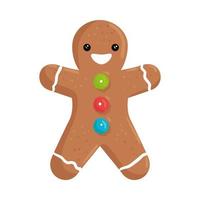 happy merry christmas ginger man cookie character vector