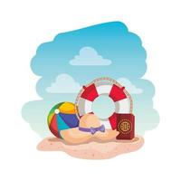 beach balloon with float and passport vector