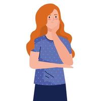 woman avatar with red hair flexing vector design