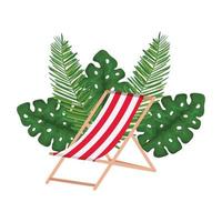 chair beach summer with leafs palms vector