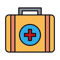 medical kit with cross symbol line and fill style icon vector