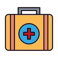 medical kit with cross symbol line and fill style icon vector