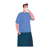 man wearing medical mask character vector