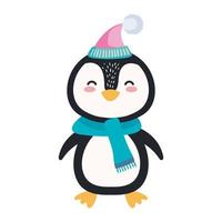 Dibujos animados de pingüinos con diseño de vector de tela de invierno