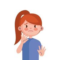stop bullying and sad red hair girl kid vector design