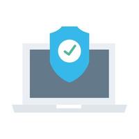 laptop with security shield flat style icon vector