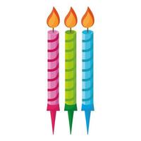 candles birthday colors set icons