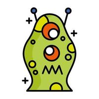 alien character line and fill style icon vector