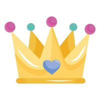 cute queen crown with heart icon vector