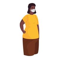 afro woman wearing medical mask character vector