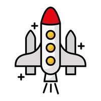 spaceship flying line and fill style icon vector