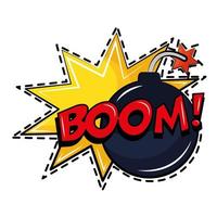 boom explosive and word pop art sticker icon vector