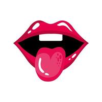 boca sexy con lengua fuera icono de estilo pop art vector
