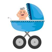 carrito de bebé con personaje de niño pequeño vector