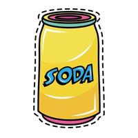 icono de etiqueta de arte pop de lata de refresco vector