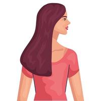 woman cartoon with brown hair from side vector design