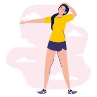 Woman avatar stretching vector design