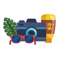 solar blocker bottle with camera and sunglasses vector