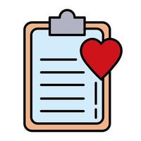 heart cardiology with checklist line and fill style icon vector