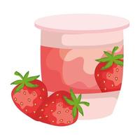 strawberry fruit yogurt fresh icon vector