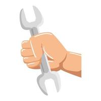 hand with wrench metal tool vector