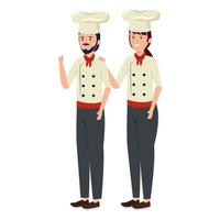 pareja joven chefs trabajadores personajes vector