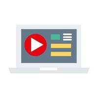 laptop with media player template flat style icon vector