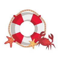 marine float with crab and starfish vector